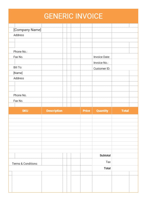 Editable Generic Invoice Template PSD template